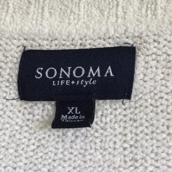 Sonoma Oversized Soft V-Neck Sweater, off-white, labeled size XL - Picture 3 of 8